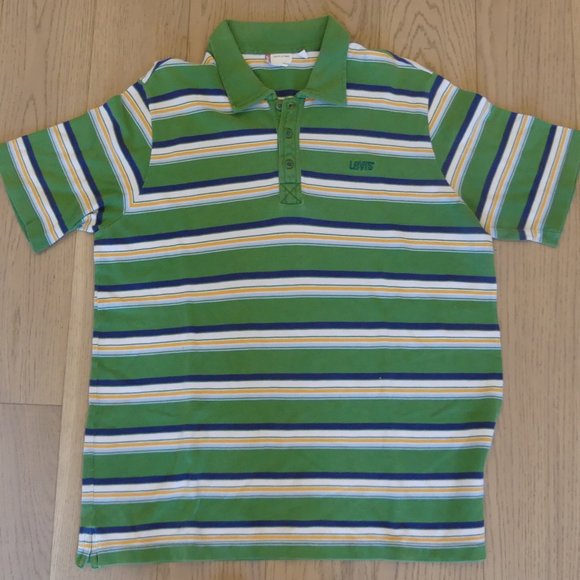 Levi's Green Horizontal Striped Large Polo Shirt - Picture 1 of 5